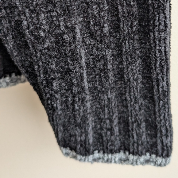 Vintage black chenille ribbed turtle neck sweater relaxed fit long sz L - Picture 6 of 8